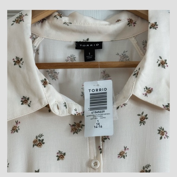 NWT Torrid Maxi Dress Tiered Shirt Dress Hi Low Floral Challis Torrid Size 1 - Picture 9 of 16